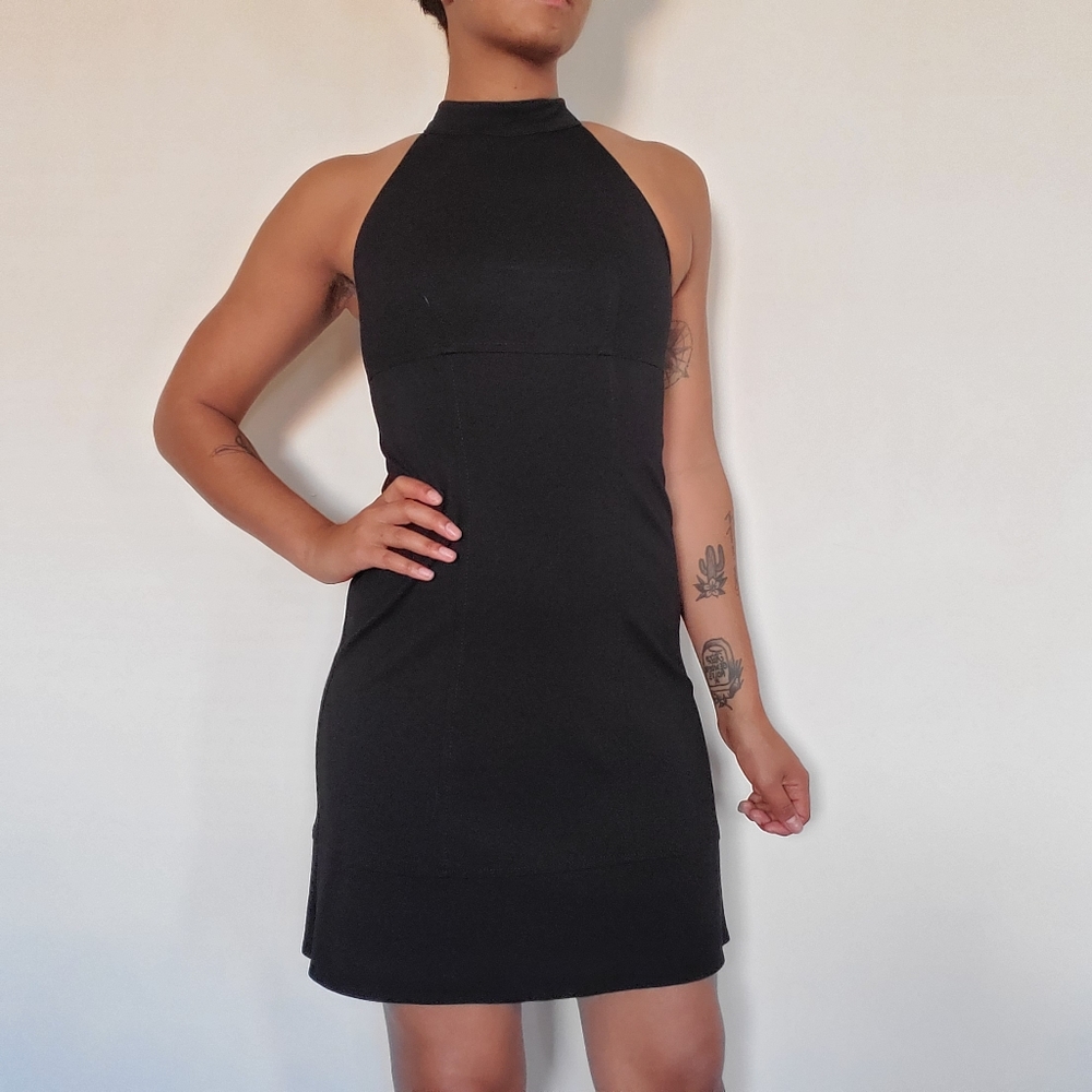 High neck halter little black dress sz. S